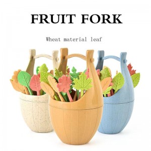 Natural Eco Friendly Reusable Decorative 16Pcs Mini Wheat Straw Plastic Food Fruit Fork Picks Set