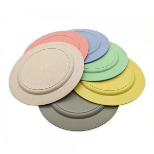 Cheap round reusable eco friendly wheat straw plastic party dinner food plate dishes set