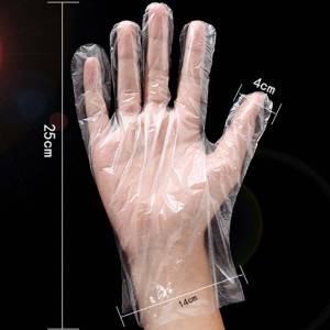 Embossed transparent disposable gloves for food grade household kitchen products