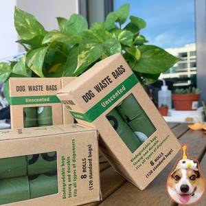 Biodegradable compostable disposable custom printed eco friendly black trash garbage pet dog waste poop poo bag for dogs