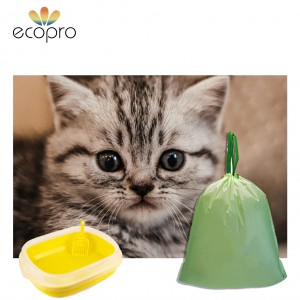 Compostable Drawstring Cat Litter Bags For Cat Waste Cleaning