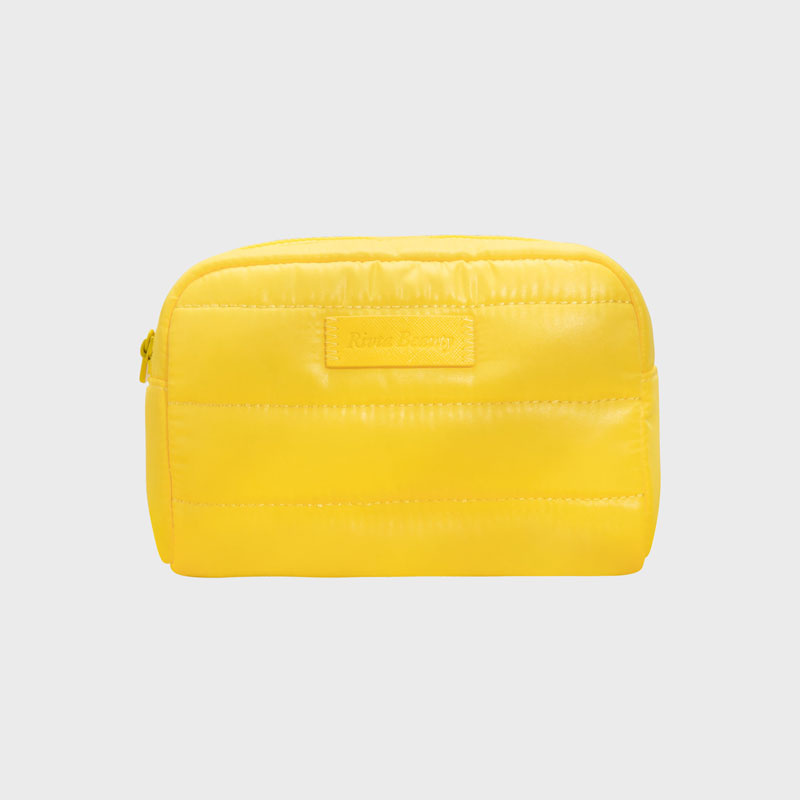 Factory Free sample Makeup Brush Storage Case - Bright Yellow Rpet Stripe Quilted Cosmetic Pouch – Rivta