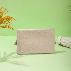Custom cosmetic bag zippered makeup pouch with Bamboo Fiber Jute-CBB045
