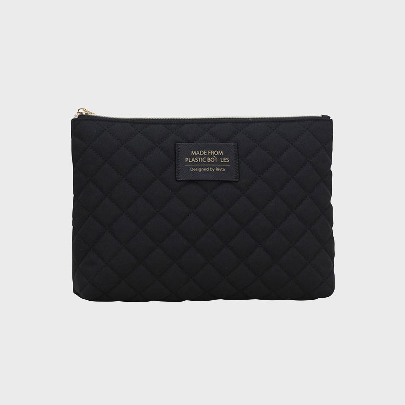 Black RPET check quilted cosmetic bag MCBR022 Featured Image