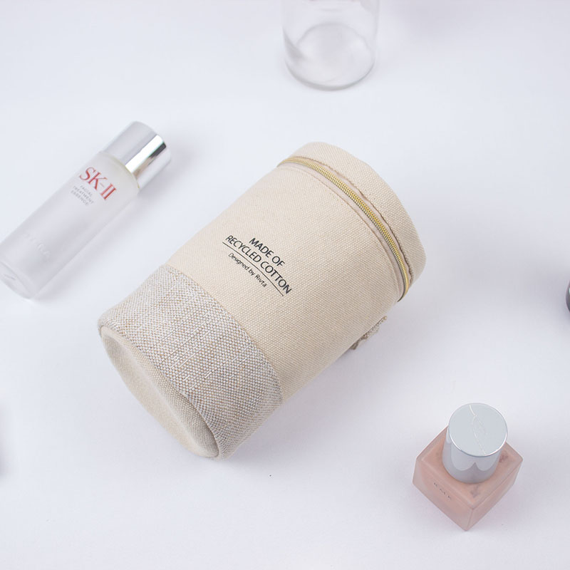 Natural recycled cotton tubular multifunctional portable makeup bag  – CBC089