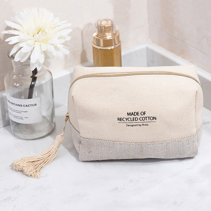 New Fashion Design for Filled Makeup Case - Recycled cotton cosmetic pouch with tassel puller – CBC088 – Rivta