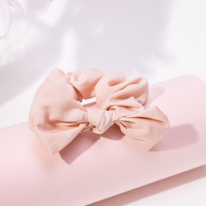Custom Lyocell Fiber Pink Butterfly Elastic Hairband Satin Scrunchies Hair Ties For Women – BEA002