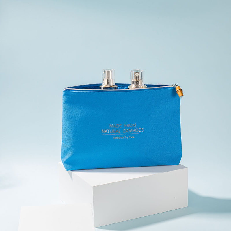 Professional Design Luxe Makeup Bag - Travel Pouch Cosmetic Bag Bamboo Fiber – CBB081 – Rivta