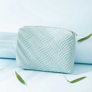 Sky blue Travel Pouch quilted cosmetic Bag madefrom Bamboo Fiber – CBB101