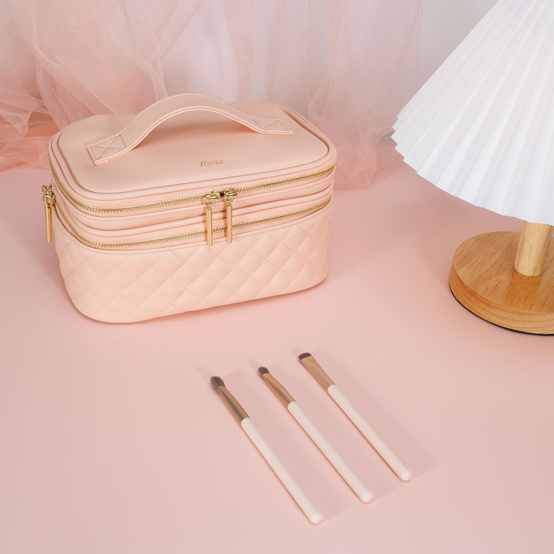 Nude-pink-quilted-double-layer-makeup-cases