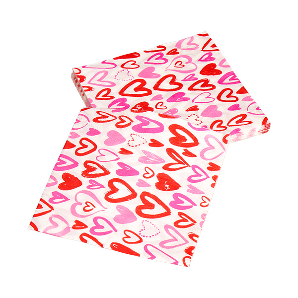 Heart Shaped Printed Paper Napkins Custom Special Tableware Supplies Wholesale