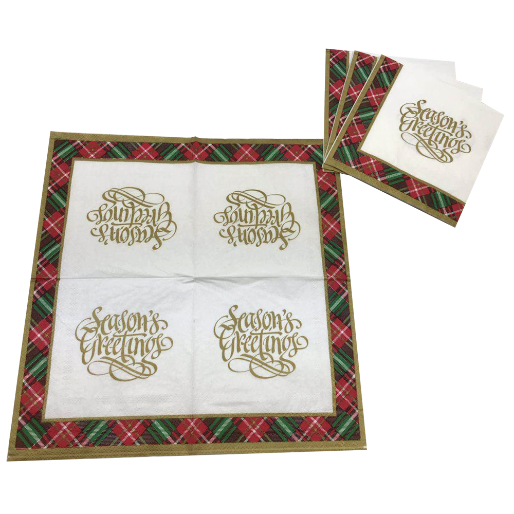 Elegant disposable printed Lunch Napkin 33*33cm party Home hotel restaurant Christmas designs for party Featured Image