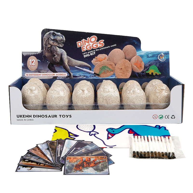 Chinese Wholesale Safe High Quality Materials 12PCS Carton Different Dinosaur Model Dinosaur Egg Dig Kit for Children’s Activity