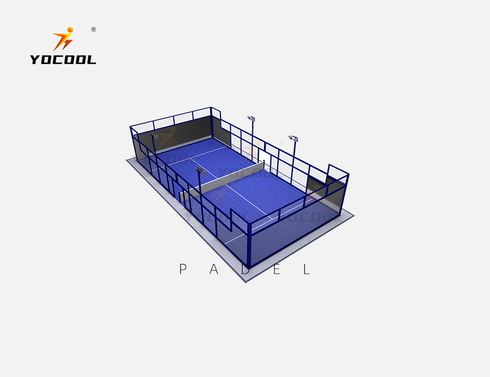 YOCOOL Independently designed and produced outdoor panoramic padel court with Tempered glass and artificial grass