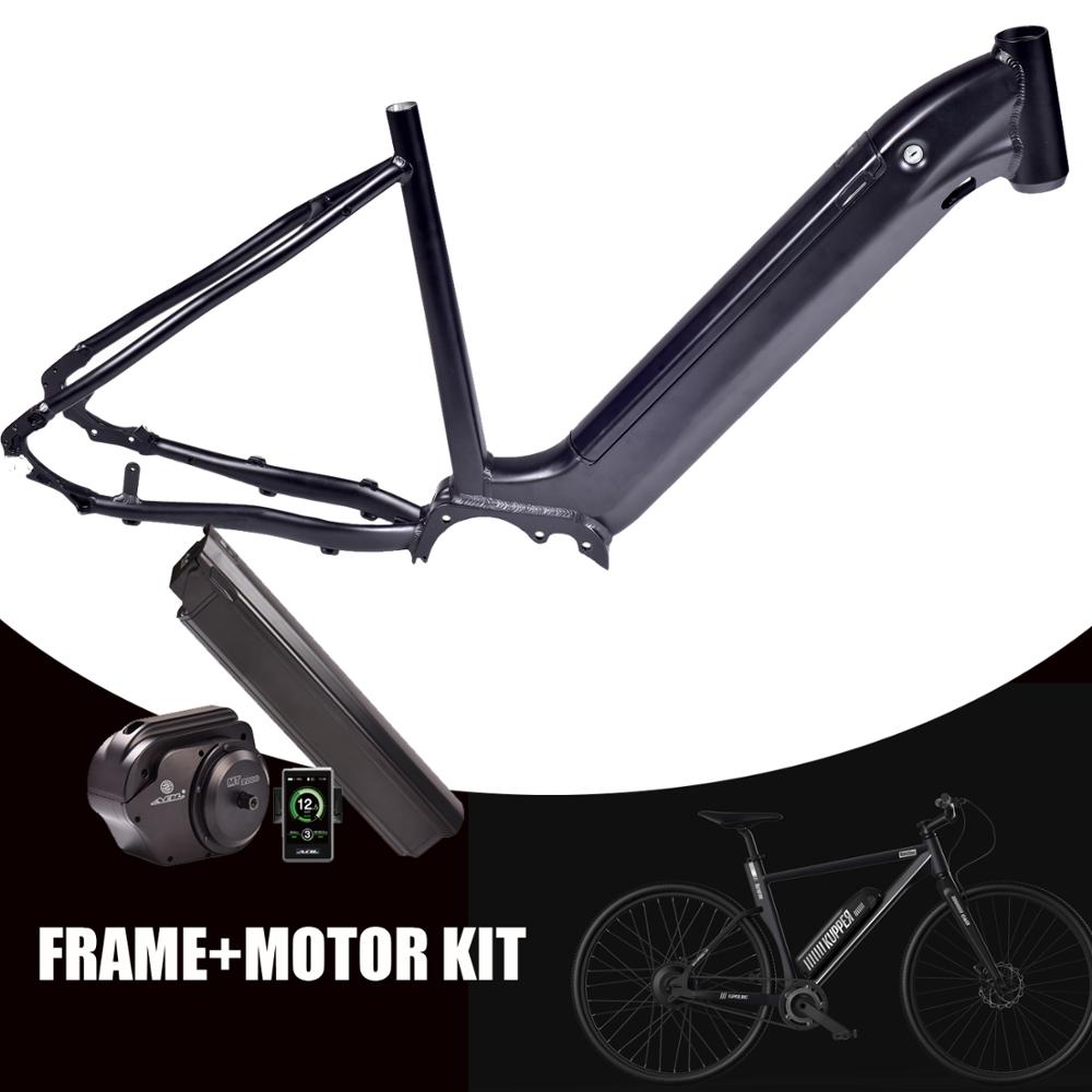Aluminum Alloy City Road Bike Frame + Mid Drive Motor Conversion Kit With Electric Bicycle Battery
