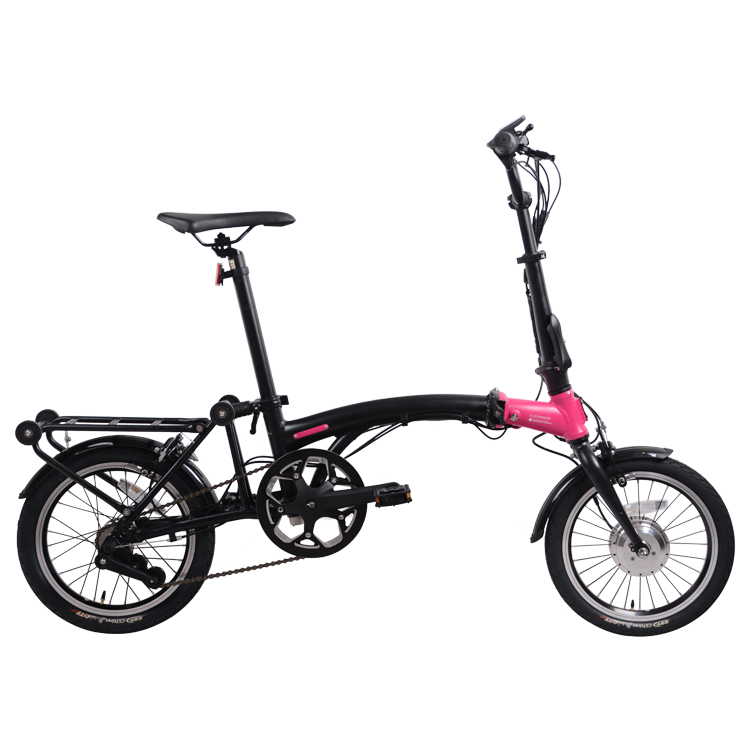 Electric Bicycle Commute Mini Electric Bike 16inch 350W Mini Foldable Pink
