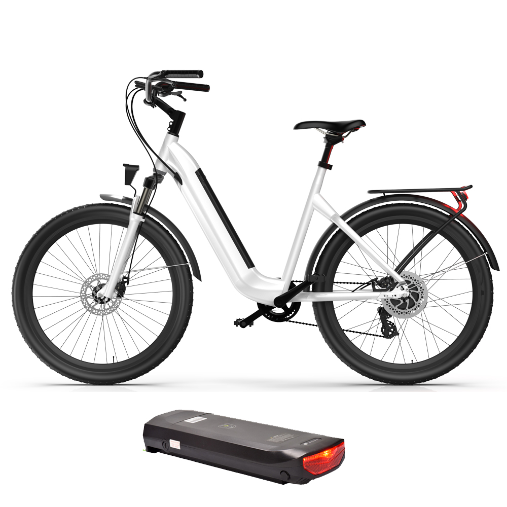 Low Step-through Height City Cruiser Electric Bicycle With Mid Drive Kits In-frame Battery Design