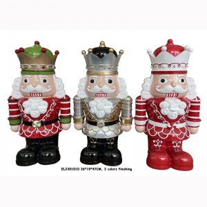 Resin Handmade Crafts Lovely Nutcrackers Figurines Christmas Ornaments Tabletop Decorations w/LED Flash Colorful Lights