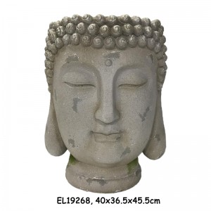 Patung Pot Bunga Dekorasi Wajah Buddha MGO Tanah Liat Serat