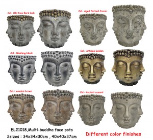 Fiber Clay MGO Buddha Lub ntsej muag-décor Flowerpots Statues