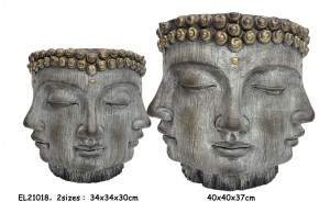 Fiber Clay MGO Buddha Face-dekor květináče Sochy