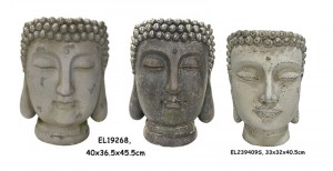 Fiber Clay MGO Buddha Hiasan Muka Patung Pasu Bunga