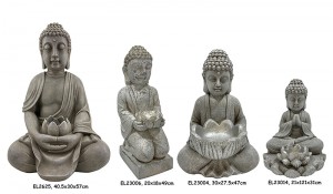 Sitzende Buddha-Statuen-Figuren aus Faserton, leicht, MGO