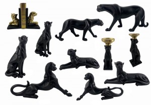 Sveķu māksla un amatniecība, roku darbs Āfrikas leoparda galda skulptūras, sveču turētāji, grāmatu skapji