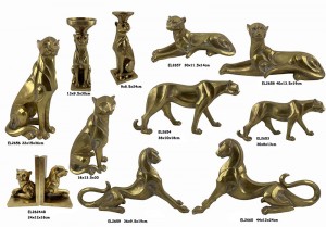 Résin Seni & Karajinan Handmade Afrika Macan Tutul Meja Patung Panyekel Lilin Bookends