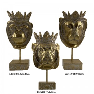 Resin Arts & Crafts Tabletop Lion Head Statues Pottery Flowerpot Candle Holde