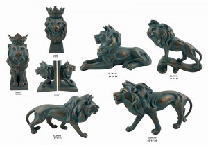 Fermalibri con figurine di leone da tavolo in resina per arti e mestieri