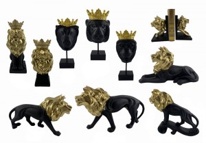 राल कला और शिल्प टेबलटॉप शेर की मूर्तियाँ मोमबत्ती धारक बुकएंड