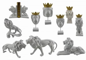 Resina Arts & Crafts Figuras de leóns de mesa Portavelas Sujetalibros