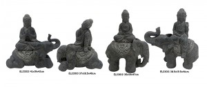 Fiber Clay MGO Buddha elefanttipatsaiden kanssa