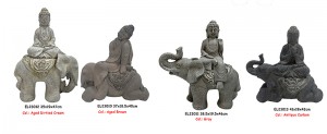 Fiber Clay MGO Buddha med elefantstatyetter
