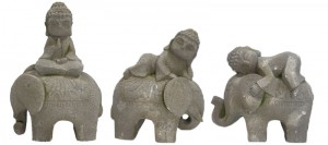 Fiber Clay MGO Buddha med elefantstatyetter