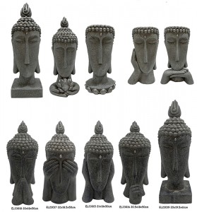 Fiber Clay MGO Abstract Buddha Head Statuary Flowerpots