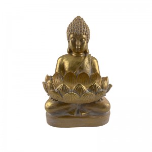 Resin Ealain & Ciùird Buddha Clasaigeach a’ cumail Lotus Figurines