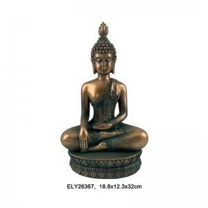 ʻO Resin Arts & Crafts Buddha e noho ana ma luna o nā kiʻi kiʻi Lotus-Base