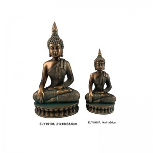 Hars kuns en kunsvlyt Boeddha sit op Lotus-basis beeldjies