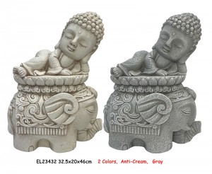 Fiber Clay MGO Söpö Buddha-vauva norsupatsaiden kanssa