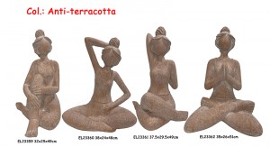 Fibre Clay MGO ki lejè Yoga Lady estati Figurin