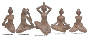 Fiber Clay MGO Lub teeb yuag Yoga Poj Niam Statues Figurines