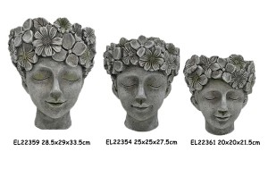 Fiber Clay Handmade Crafts MGO kvetináč Crown Girl Face Planter