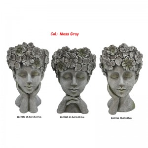 Валакністая гліна ручной працы Рамёствы MGO Flower Crown Girl Thinking Face Plants