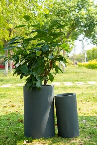 Pot Bunga Silinder Ringan Fiber Clay, Tembikar Taman