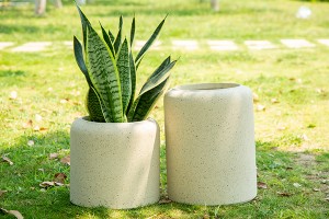 Fibre Clay Cylinder Light Pots Garden Poty