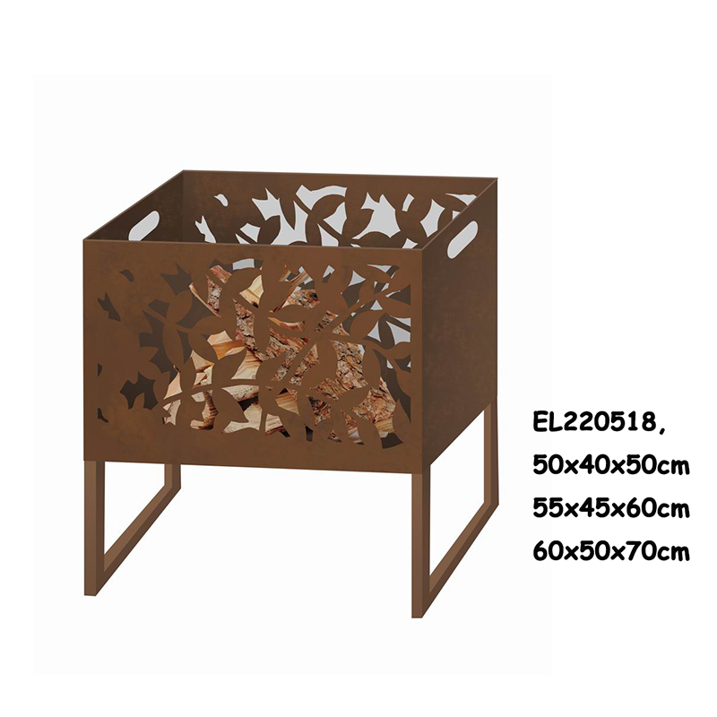 4Metal Square fire pit bornfire with stand (1)