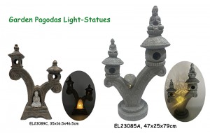 Fiber Clay Light Weight Garden Pagodas Statues Mga Kahayag sa Tanaman