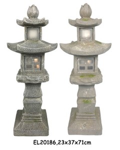 Lumières légères de jardin de statues de pagodes de jardin d'argile de fibre